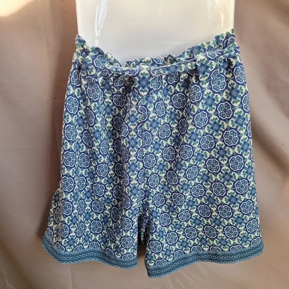 NWT Max Studio Shorts Paperbag Waist & Belt Blue & White Lightweight XLarge - Picture 4 of 11